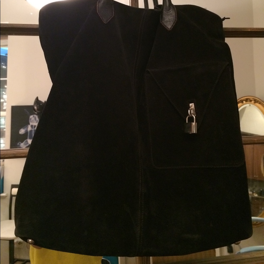 Club Monaco black suede tote